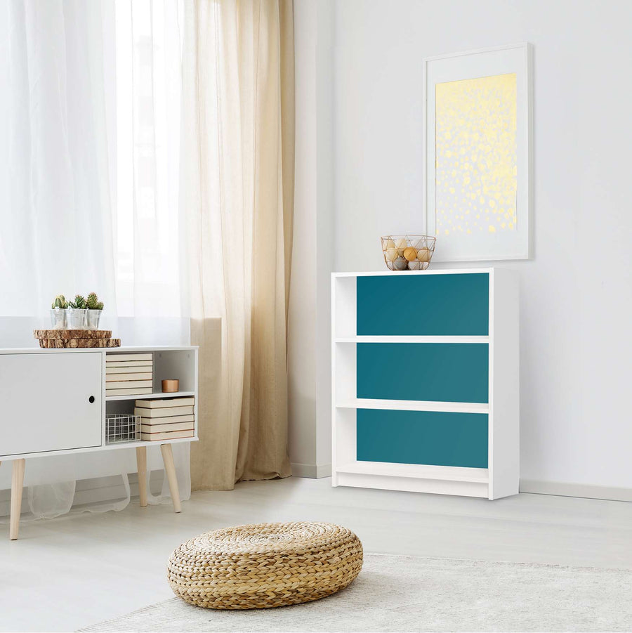 Möbelfolie Türkisgrün Dark - IKEA Billy Regal 3 Fächer - Wohnzimmer