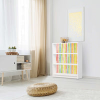 Möbelfolie Watercolor Stripes - IKEA Billy Regal 3 Fächer - Wohnzimmer
