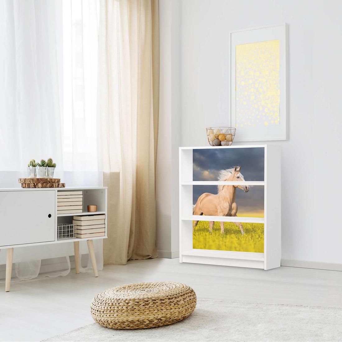 Möbelfolie Wildpferd - IKEA Billy Regal 3 Fächer - Wohnzimmer