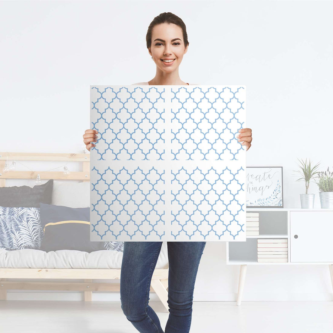 Möbelfolie Retro Pattern - Blau - IKEA Expedit Regal 4 Türen - Folie