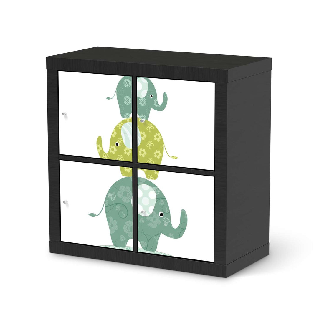 Möbelfolie Elephants - IKEA Expedit Regal 4 Türen - schwarz