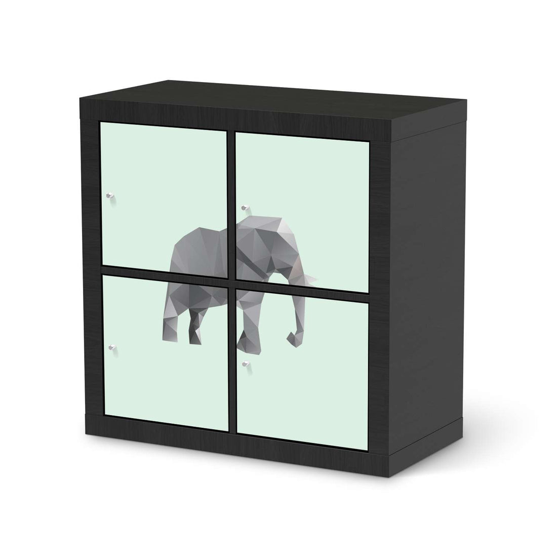 Möbelfolie Origami Elephant - IKEA Expedit Regal 4 Türen - schwarz