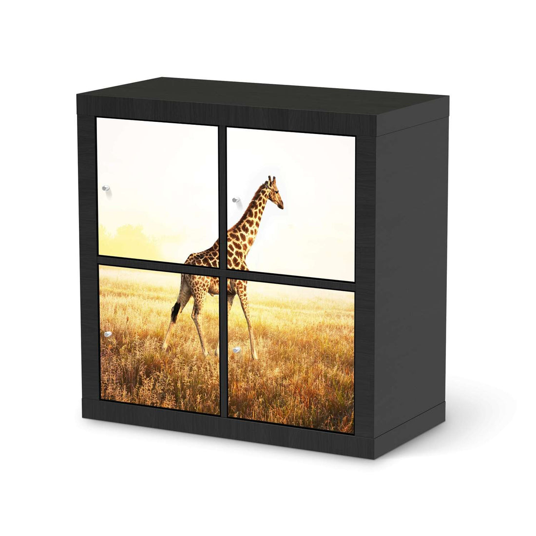 Möbelfolie Savanna Giraffe - IKEA Expedit Regal 4 Türen - schwarz
