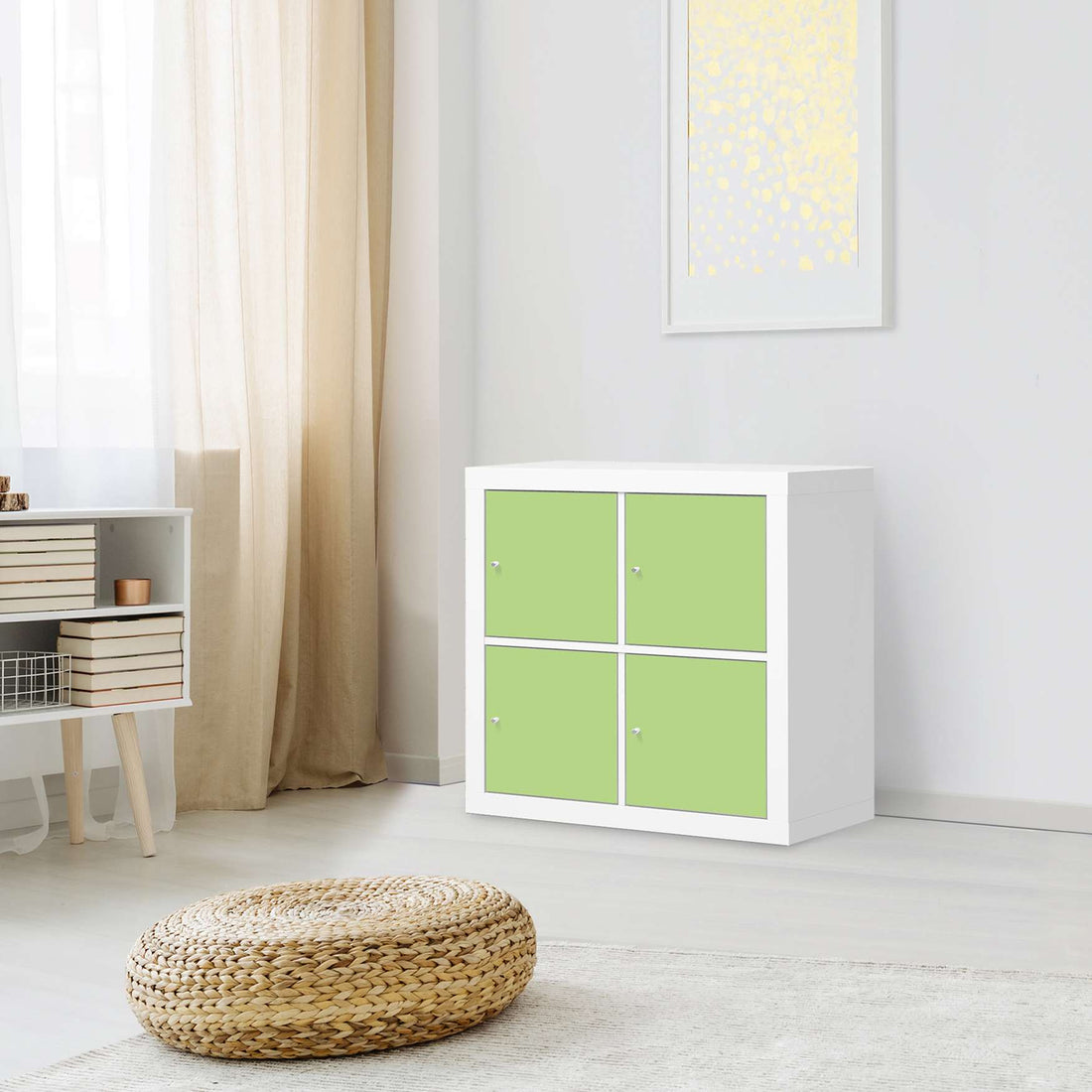 Möbelfolie Hellgrün Light - IKEA Expedit Regal 4 Türen - Wohnzimmer