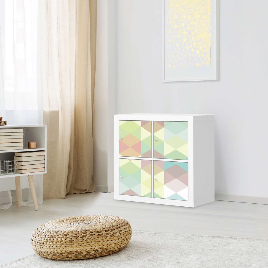 Möbelfolie Melitta Pastell Geometrie - IKEA Expedit Regal 4 Türen - Wohnzimmer