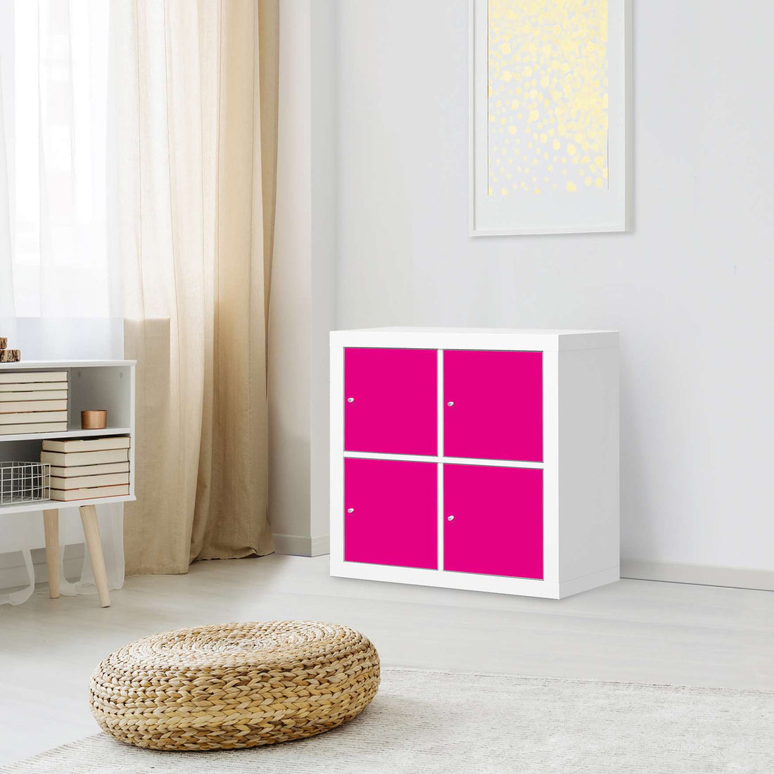 Möbelfolie Pink Dark - IKEA Expedit Regal 4 Türen - Wohnzimmer