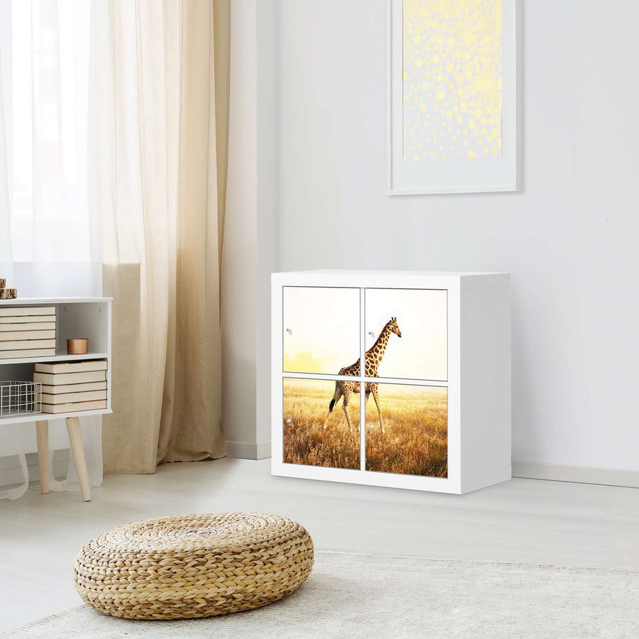 Möbelfolie Savanna Giraffe - IKEA Expedit Regal 4 Türen - Wohnzimmer