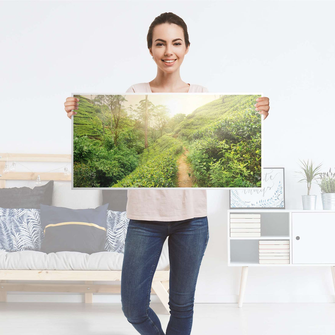 Möbelfolie Green Tea Fields - IKEA Expedit Regal [oben] - Folie