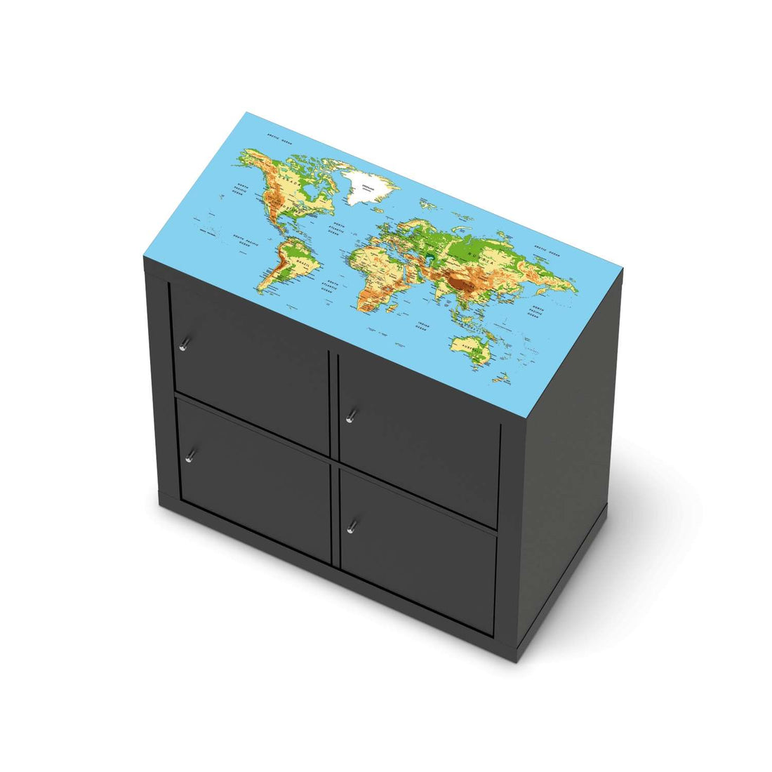 Möbelfolie Geografische Weltkarte - IKEA Expedit Regal [oben] - schwarz