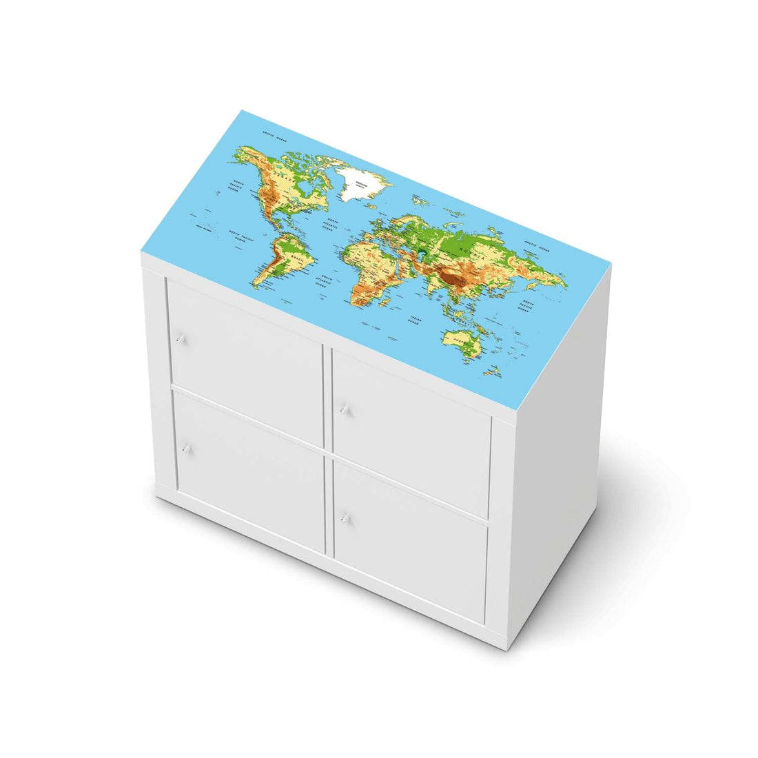 Möbelfolie Geografische Weltkarte - IKEA Expedit Regal [oben]  - weiss