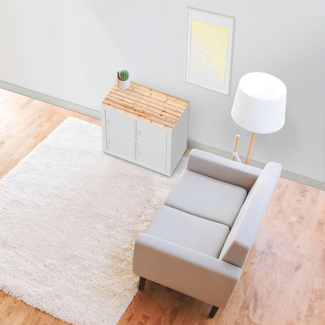 Möbelfolie Bright Planks - IKEA Expedit Regal [oben] - Wohnzimmer