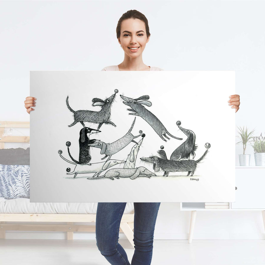 Möbelfolie Akrobaten Dackel - IKEA Hemnes Couchtisch 118x75 cm - Folie