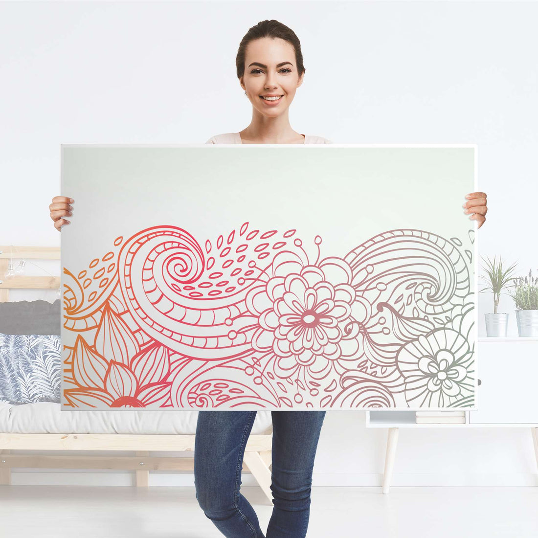 Möbelfolie Floral Doodle - IKEA Hemnes Couchtisch 118x75 cm - Folie