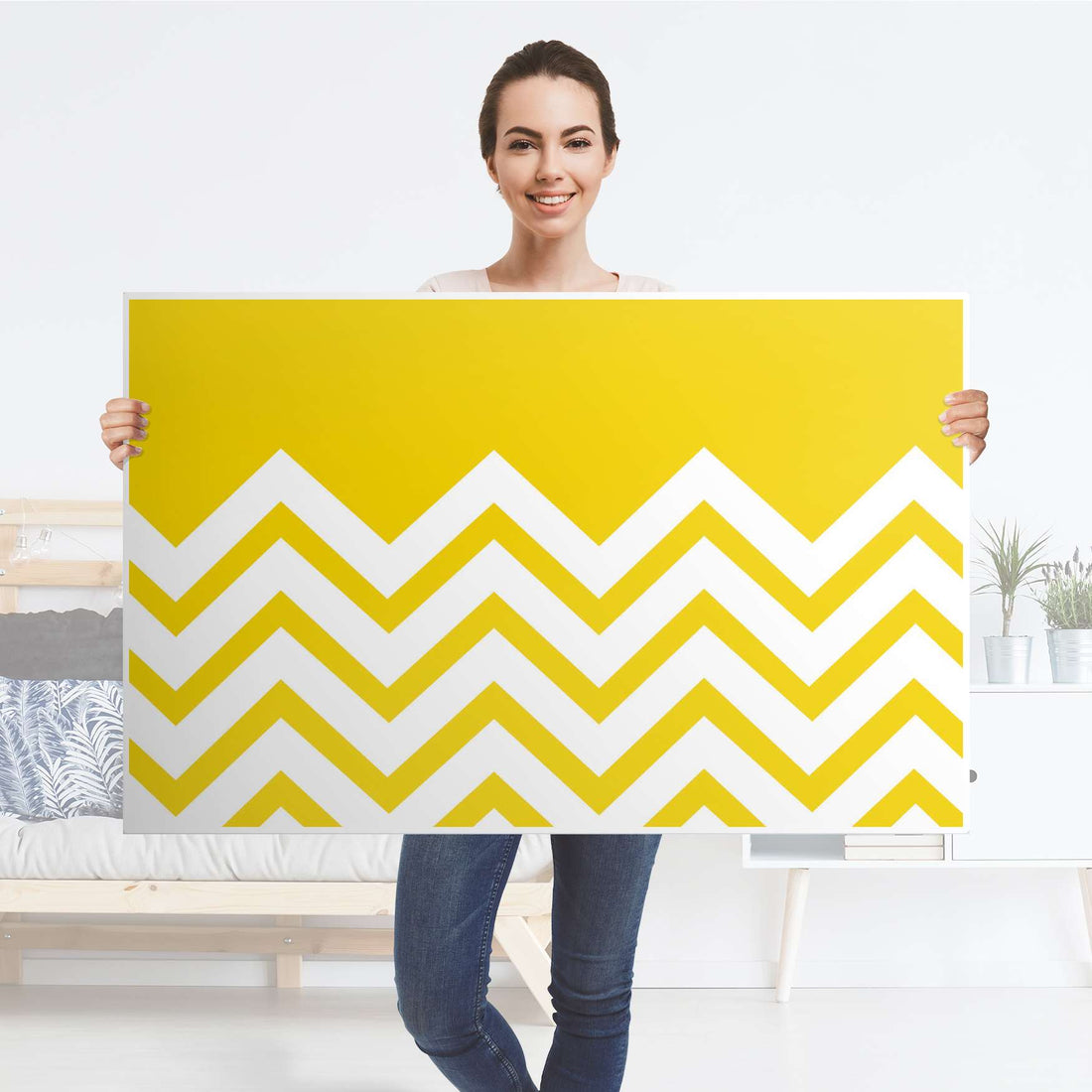 Möbelfolie Gelbe Zacken - IKEA Hemnes Couchtisch 118x75 cm - Folie