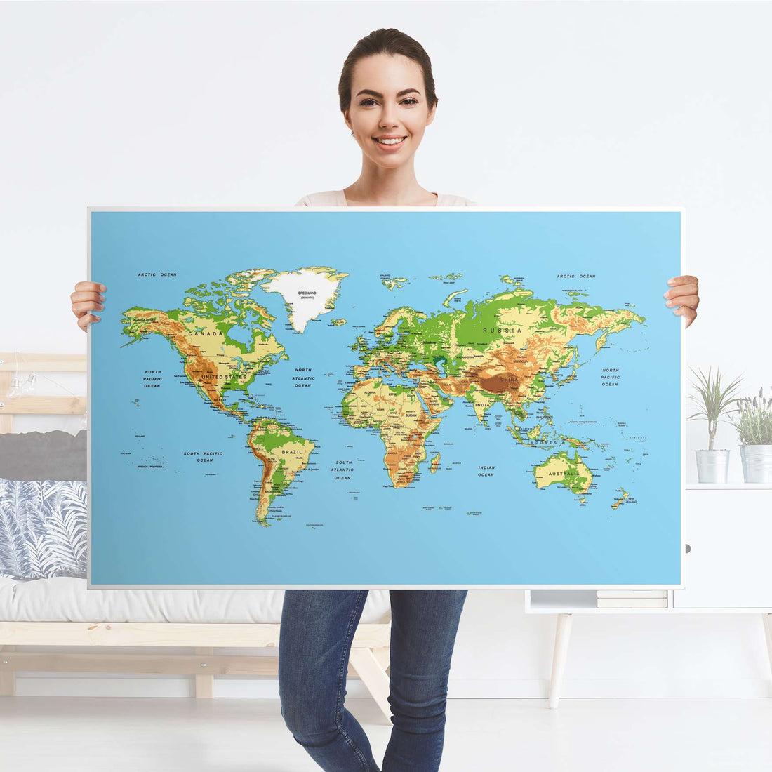 Möbelfolie Geografische Weltkarte - IKEA Hemnes Couchtisch 118x75 cm - Folie