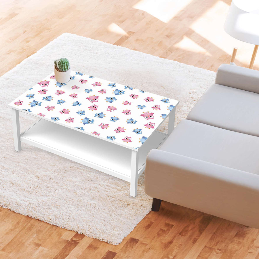 Möbelfolie Eulenparty - IKEA Hemnes Couchtisch 118x75 cm - Kinderzimmer