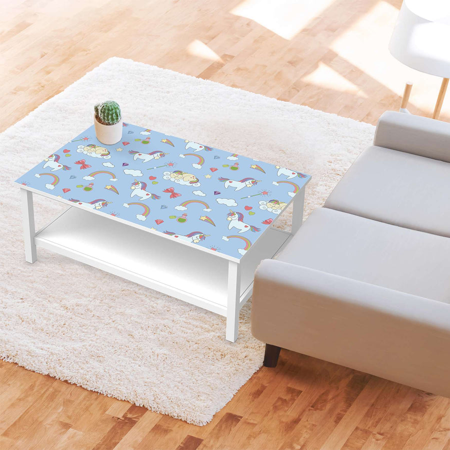 Möbelfolie Rainbow Unicorn - IKEA Hemnes Couchtisch 118x75 cm - Kinderzimmer