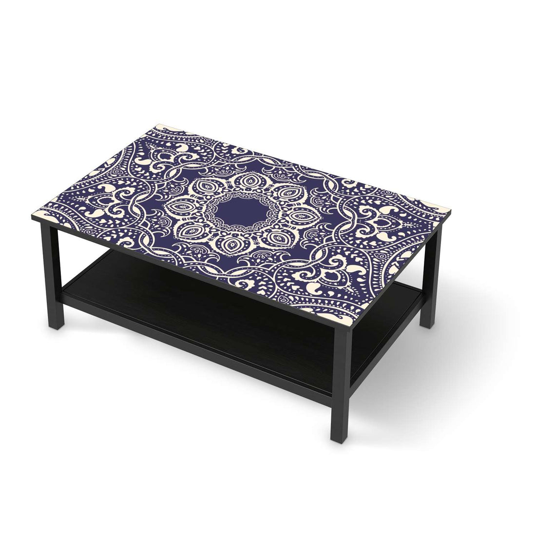 Möbelfolie Blue Mandala - IKEA Hemnes Couchtisch 118x75 cm - schwarz