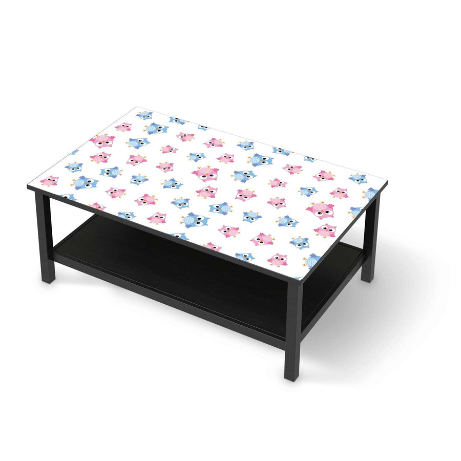 Möbelfolie Eulenparty - IKEA Hemnes Couchtisch 118x75 cm - schwarz
