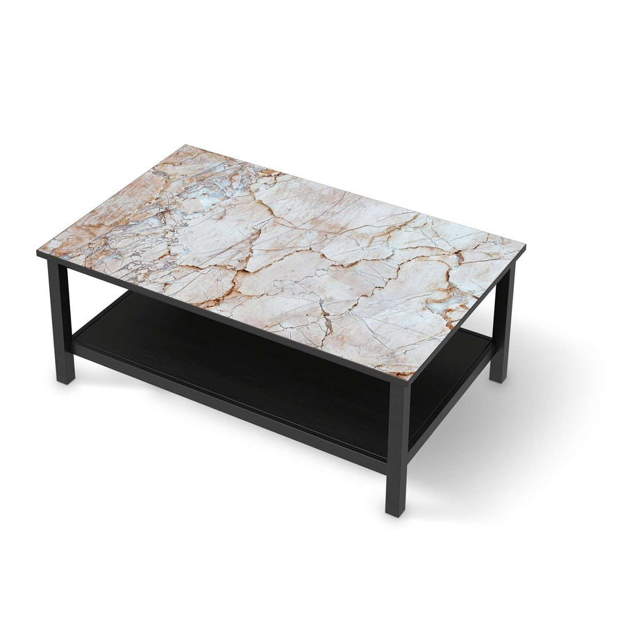 Möbelfolie Marmor rosa - IKEA Hemnes Couchtisch 118x75 cm - schwarz
