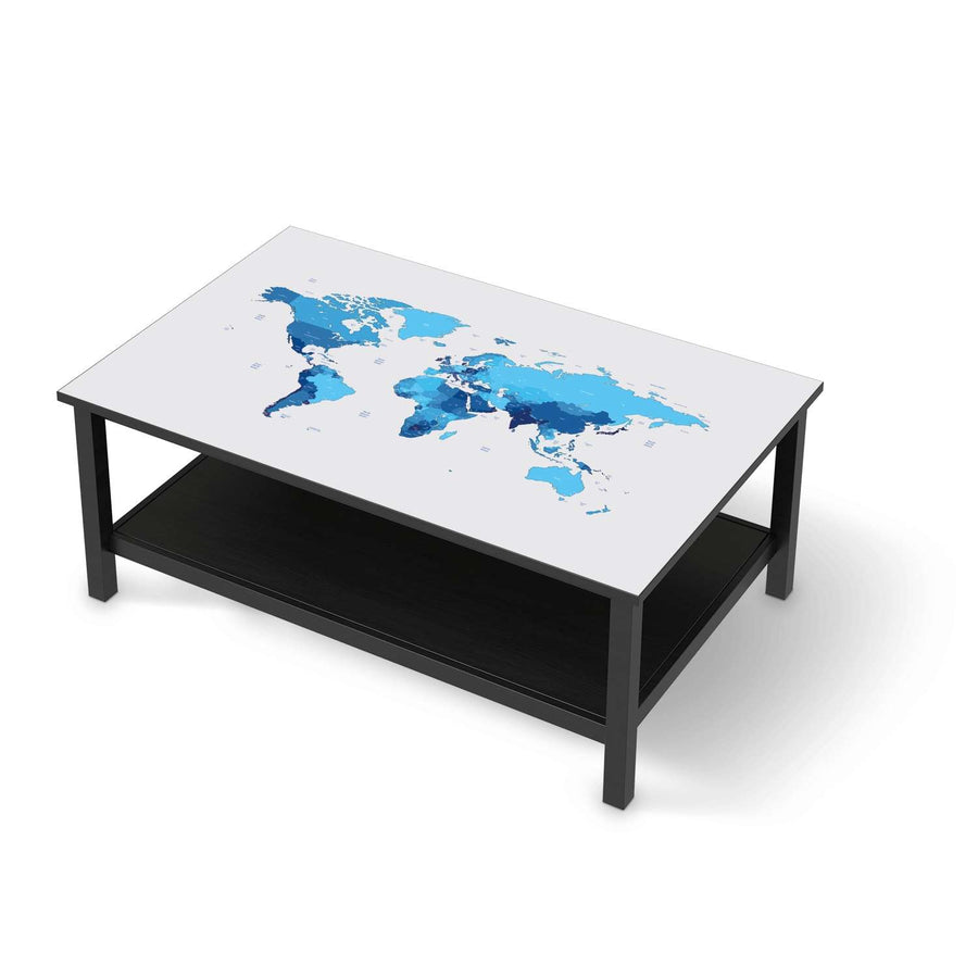 Möbelfolie Politische Weltkarte - IKEA Hemnes Couchtisch 118x75 cm - schwarz