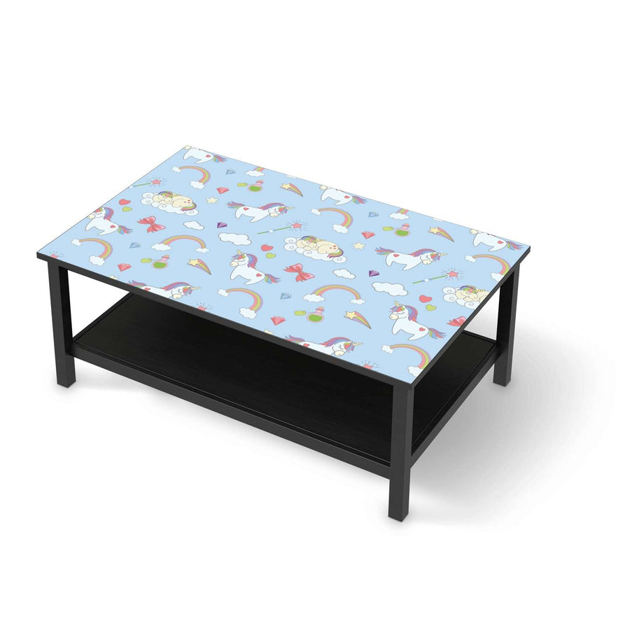 Möbelfolie Rainbow Unicorn - IKEA Hemnes Couchtisch 118x75 cm - schwarz