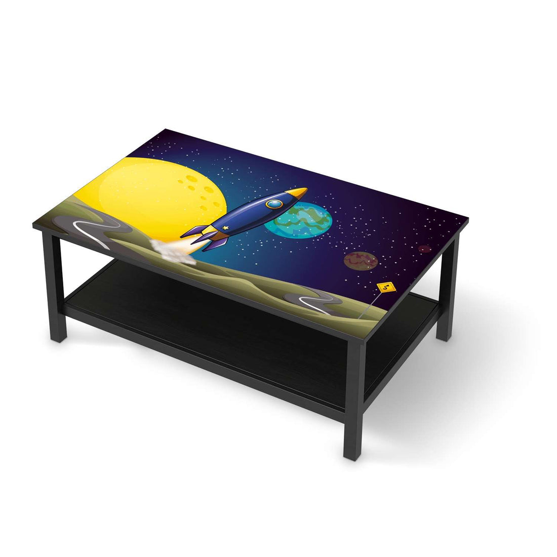 Möbelfolie Space Rocket - IKEA Hemnes Couchtisch 118x75 cm - schwarz