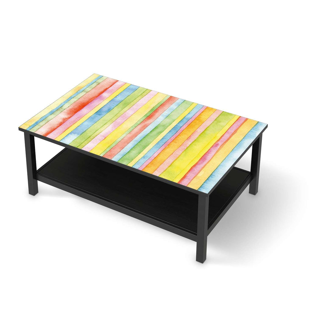 Möbelfolie Watercolor Stripes - IKEA Hemnes Couchtisch 118x75 cm - schwarz