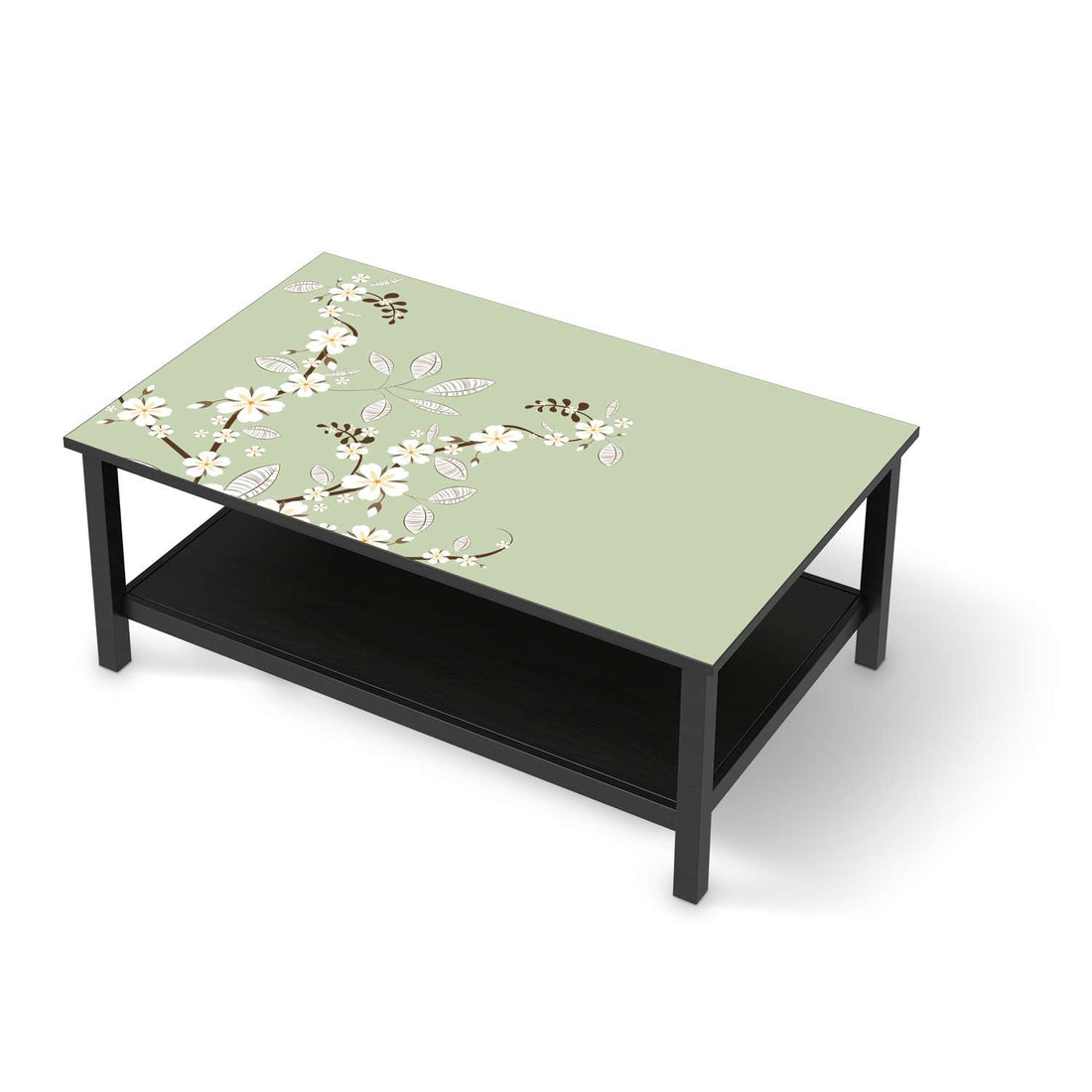 Möbelfolie White Blossoms - IKEA Hemnes Couchtisch 118x75 cm - schwarz