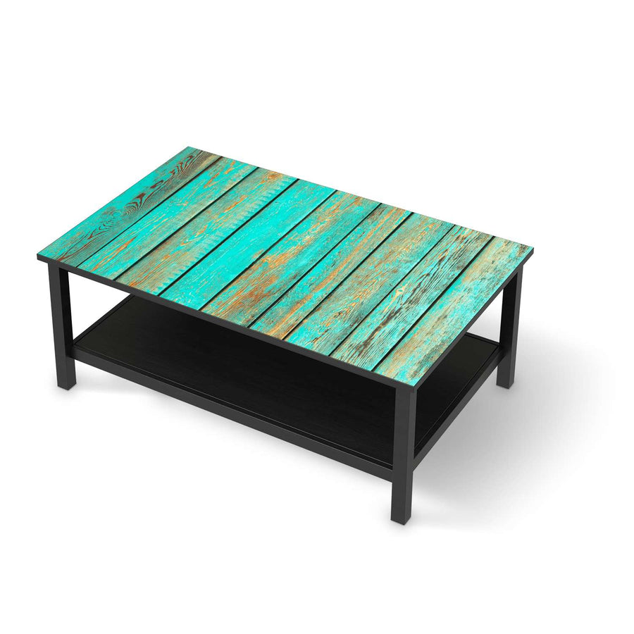 Möbelfolie Wooden Aqua - IKEA Hemnes Couchtisch 118x75 cm - schwarz