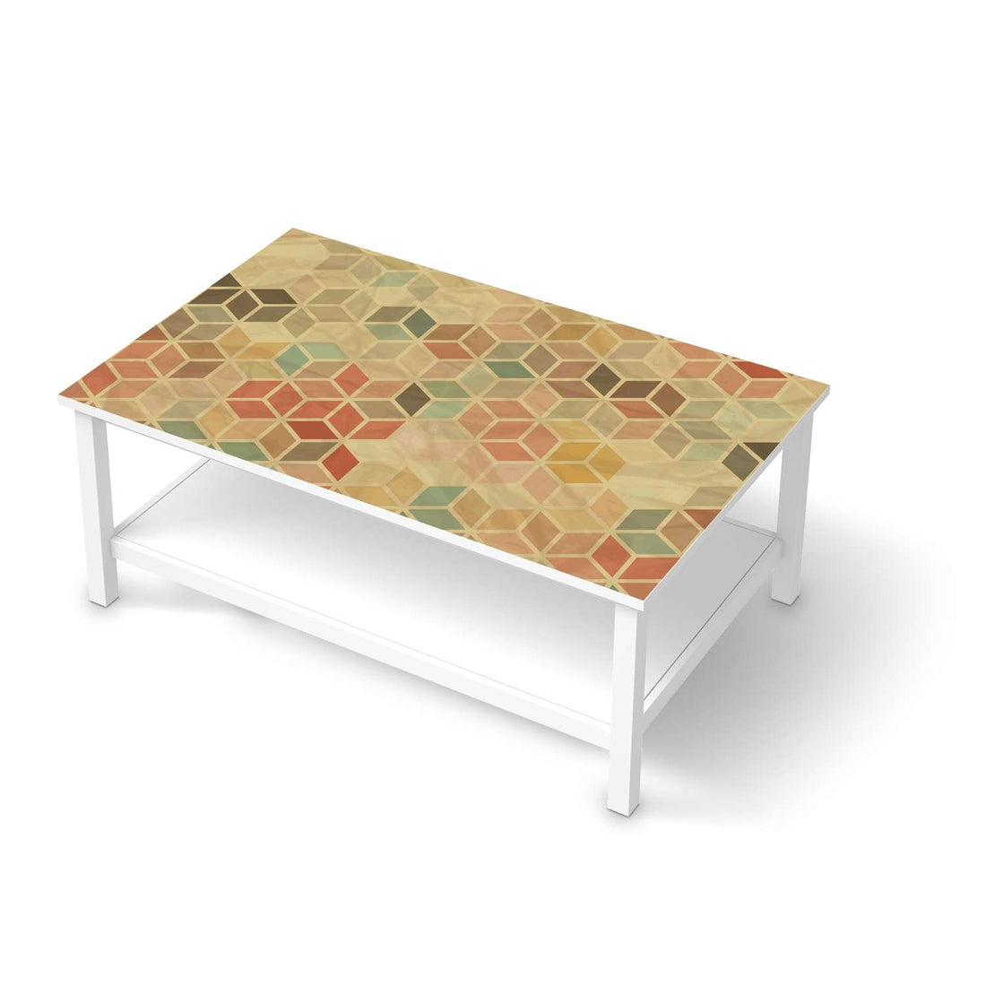 Möbelfolie 3D Retro - IKEA Hemnes Couchtisch 118x75 cm  - weiss