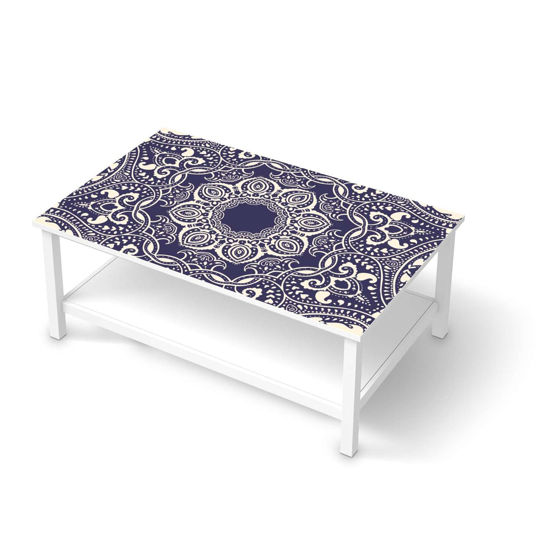 Möbelfolie Blue Mandala - IKEA Hemnes Couchtisch 118x75 cm  - weiss
