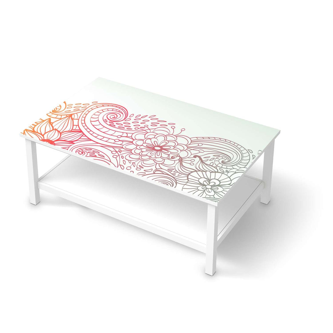 Möbelfolie Floral Doodle - IKEA Hemnes Couchtisch 118x75 cm  - weiss