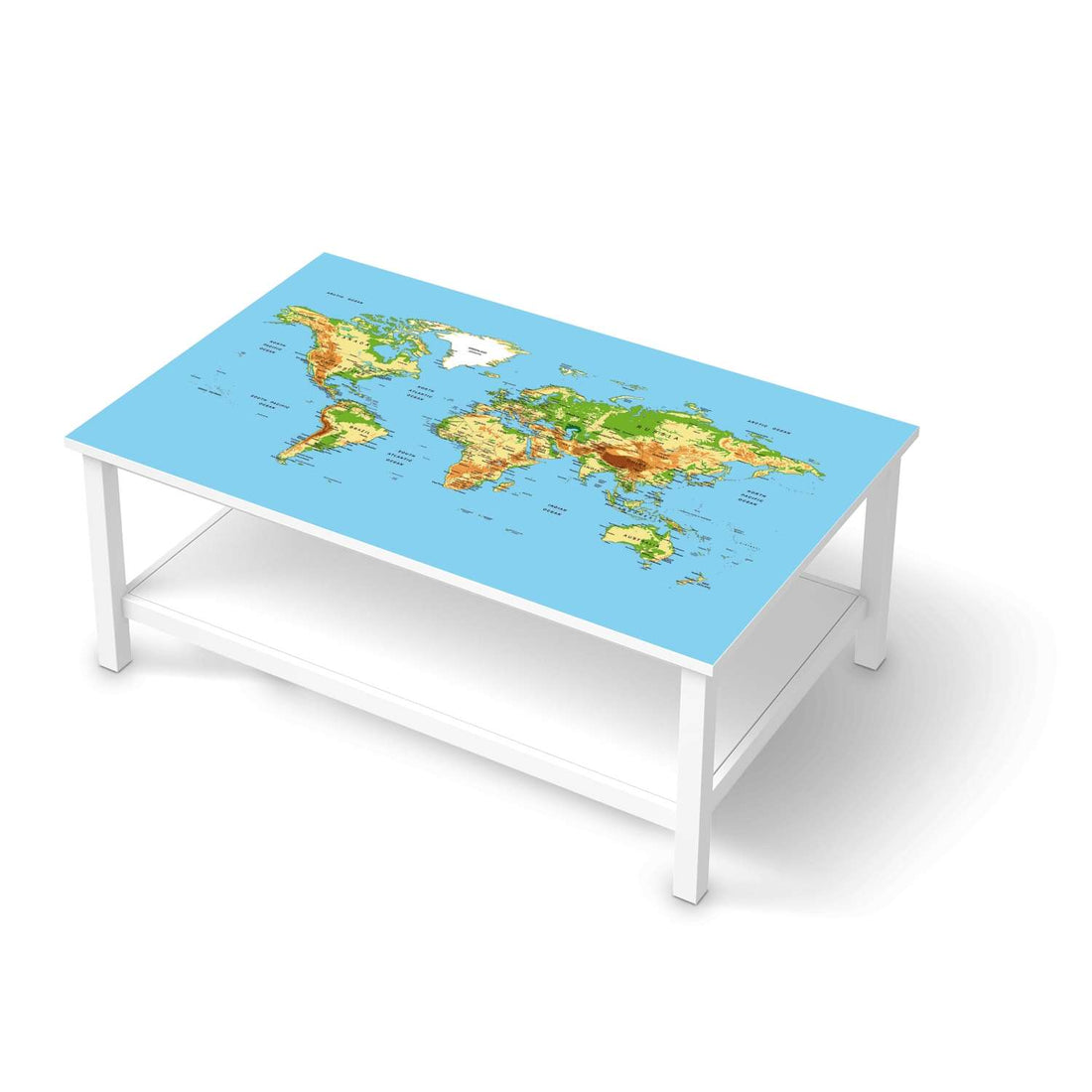 Möbelfolie Geografische Weltkarte - IKEA Hemnes Couchtisch 118x75 cm  - weiss