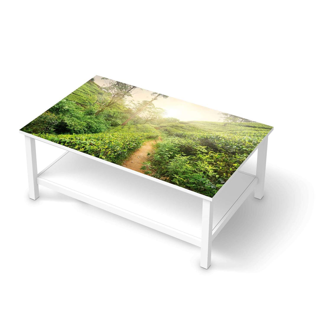 Möbelfolie Green Tea Fields - IKEA Hemnes Couchtisch 118x75 cm  - weiss