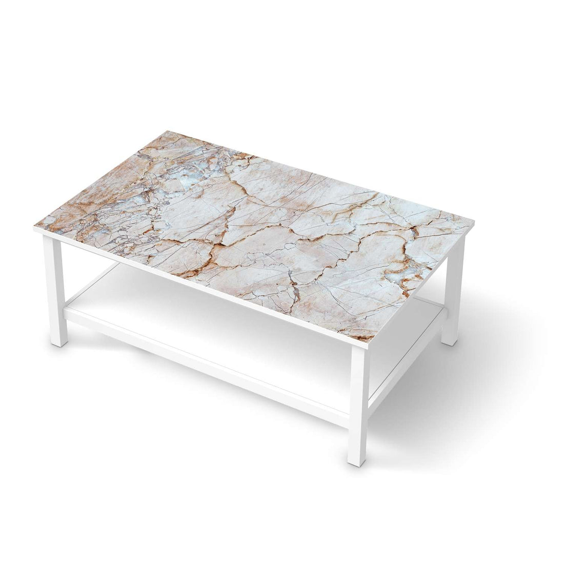 Möbelfolie Marmor rosa - IKEA Hemnes Couchtisch 118x75 cm  - weiss