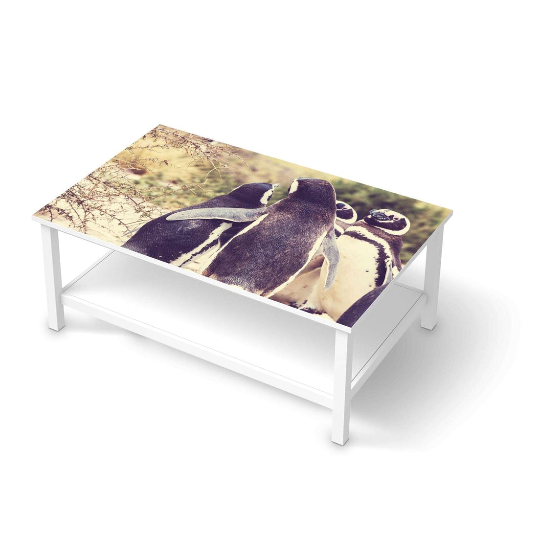 Möbelfolie Pingu Friendship - IKEA Hemnes Couchtisch 118x75 cm  - weiss