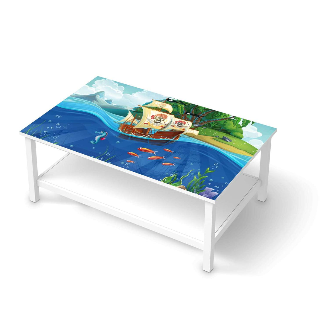 Möbelfolie Pirates - IKEA Hemnes Couchtisch 118x75 cm  - weiss