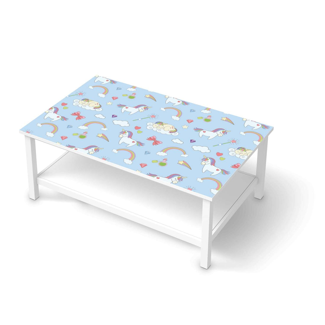 Möbelfolie Rainbow Unicorn - IKEA Hemnes Couchtisch 118x75 cm  - weiss