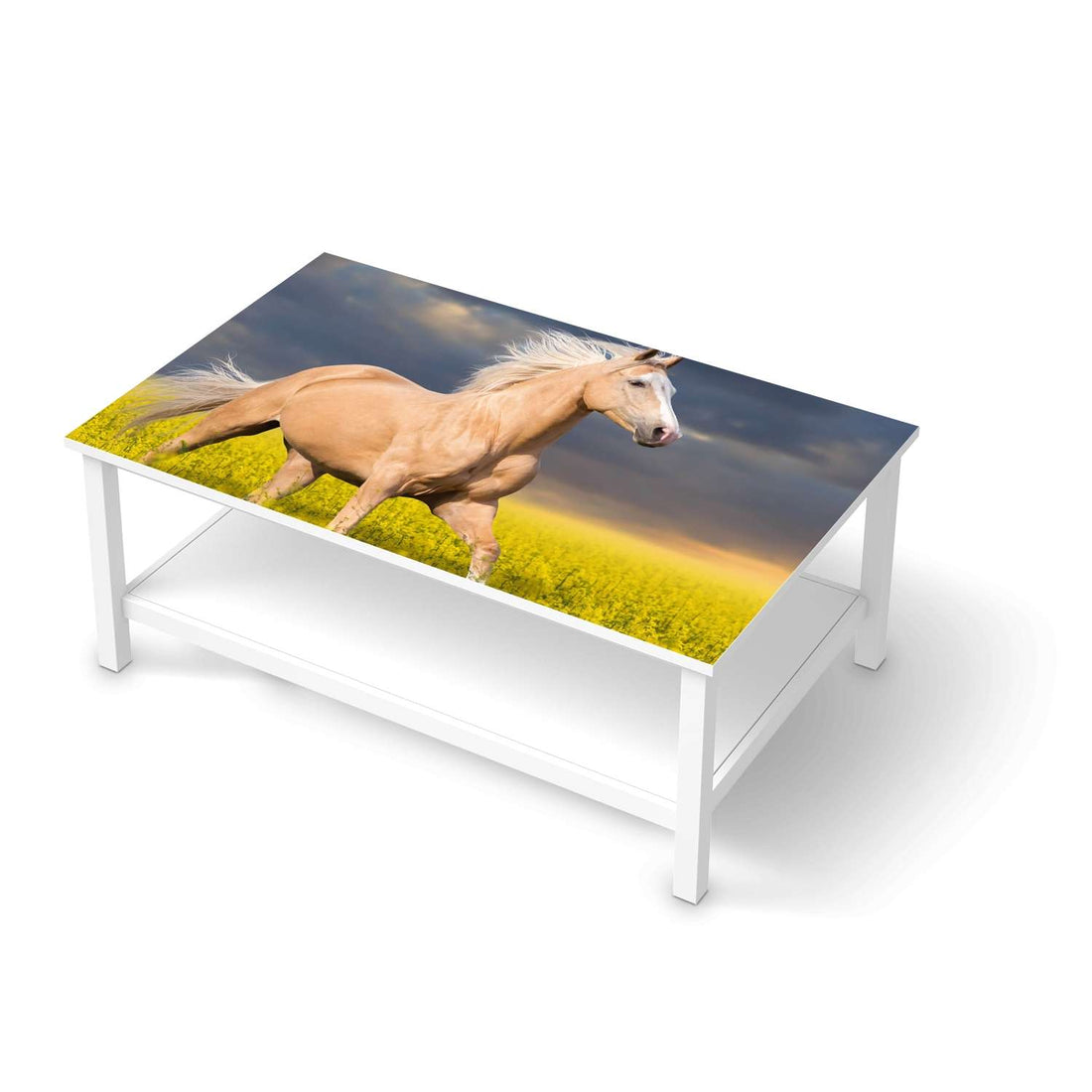 Möbelfolie Wildpferd - IKEA Hemnes Couchtisch 118x75 cm  - weiss