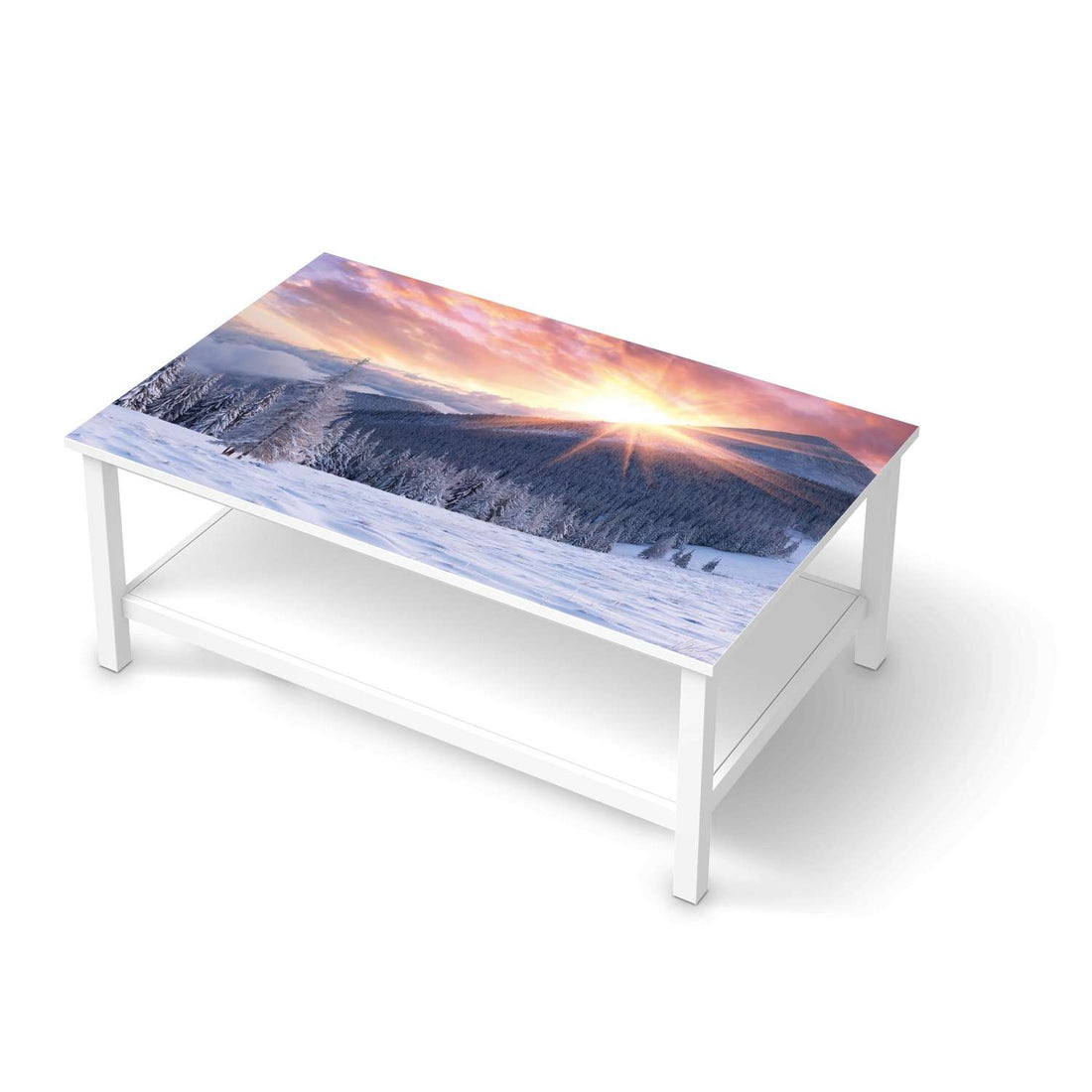 Möbelfolie Zauberhafte Winterlandschaft - IKEA Hemnes Couchtisch 118x75 cm  - weiss