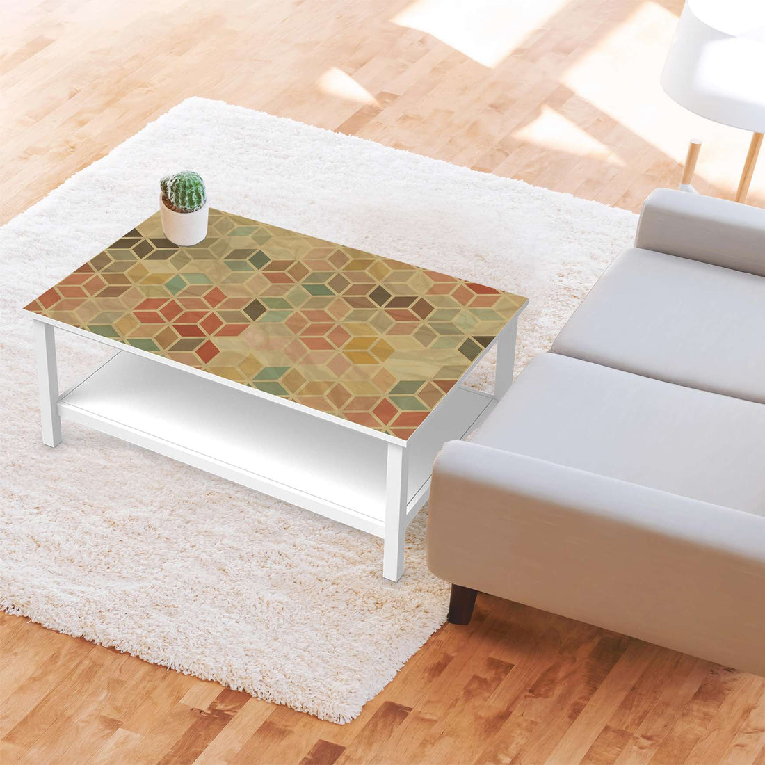 Möbelfolie 3D Retro - IKEA Hemnes Couchtisch 118x75 cm - Wohnzimmer