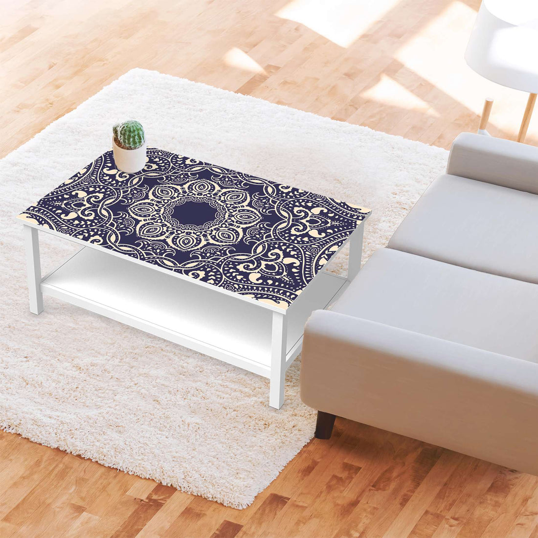 Möbelfolie Blue Mandala - IKEA Hemnes Couchtisch 118x75 cm - Wohnzimmer