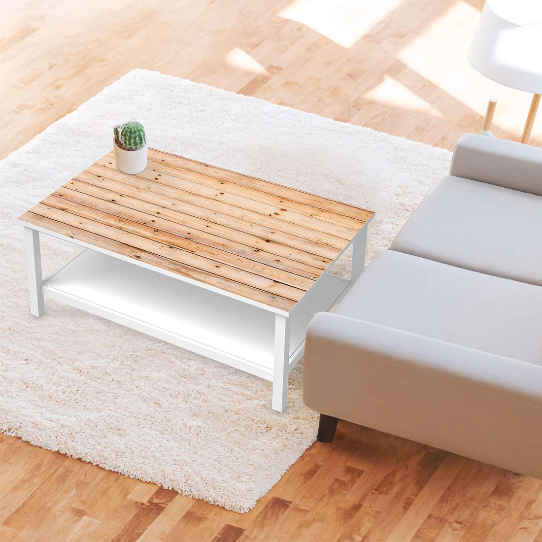 Möbelfolie Bright Planks - IKEA Hemnes Couchtisch 118x75 cm - Wohnzimmer