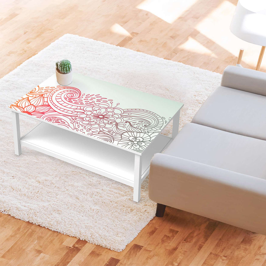 Möbelfolie Floral Doodle - IKEA Hemnes Couchtisch 118x75 cm - Wohnzimmer