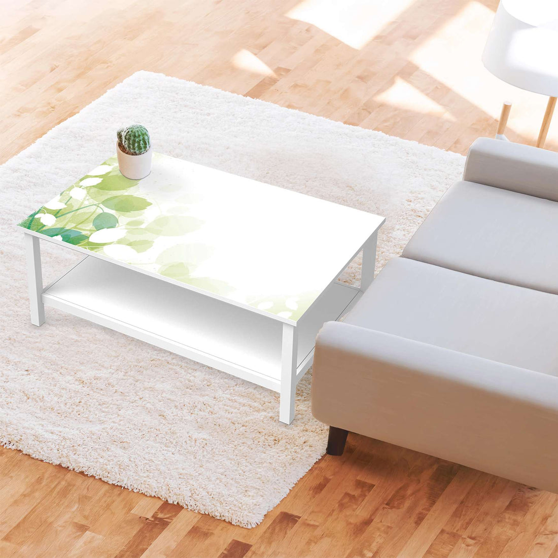 Möbelfolie Flower Light - IKEA Hemnes Couchtisch 118x75 cm - Wohnzimmer