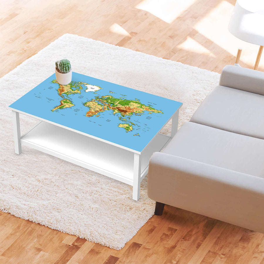 Möbelfolie Geografische Weltkarte - IKEA Hemnes Couchtisch 118x75 cm - Wohnzimmer