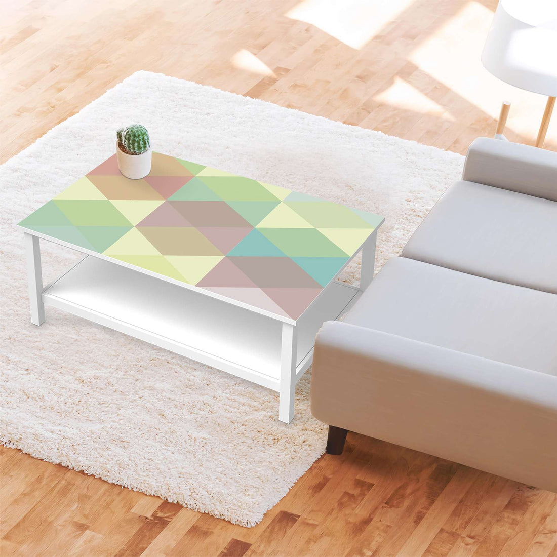 Möbelfolie Melitta Pastell Geometrie - IKEA Hemnes Couchtisch 118x75 cm - Wohnzimmer