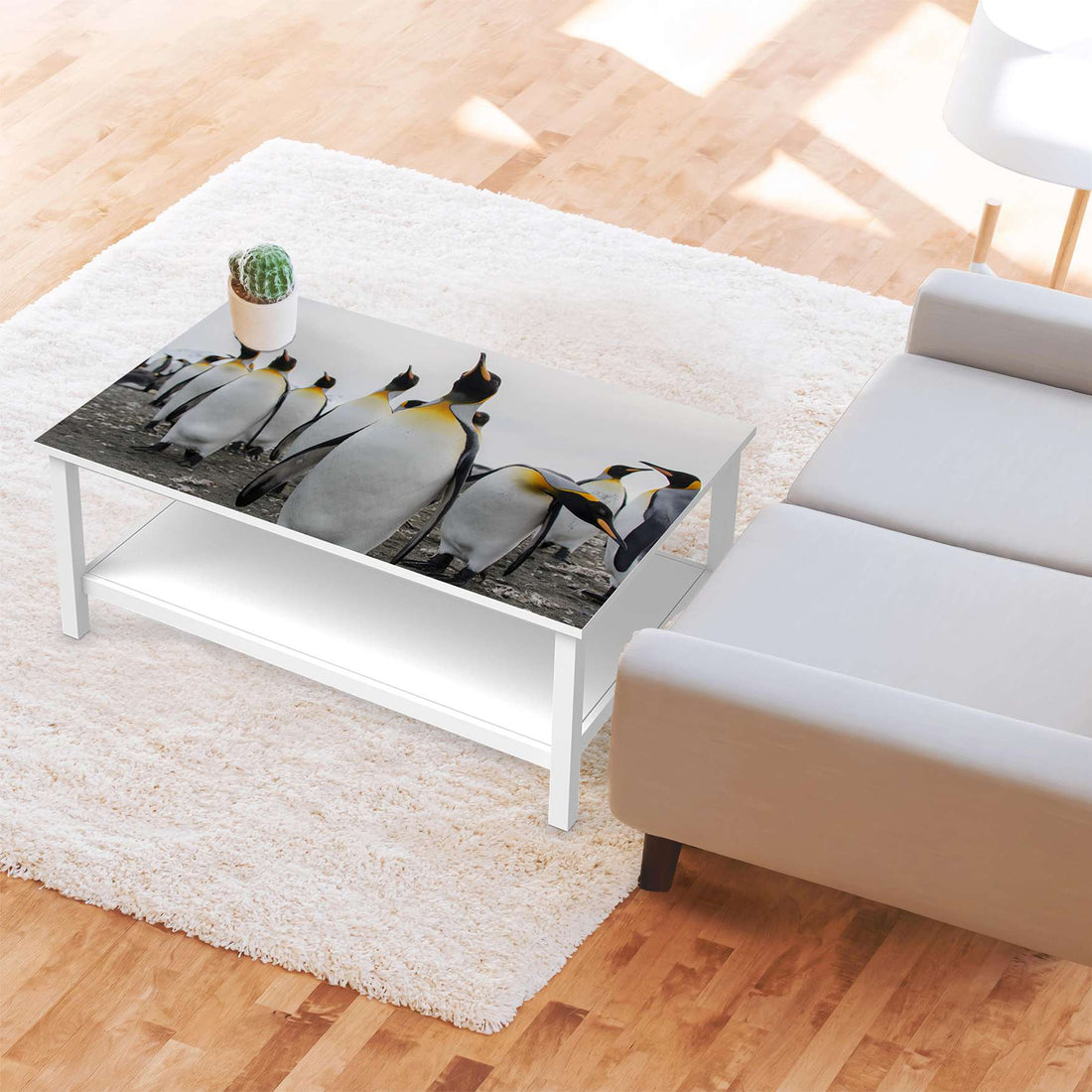 Möbelfolie Penguin Family - IKEA Hemnes Couchtisch 118x75 cm - Wohnzimmer