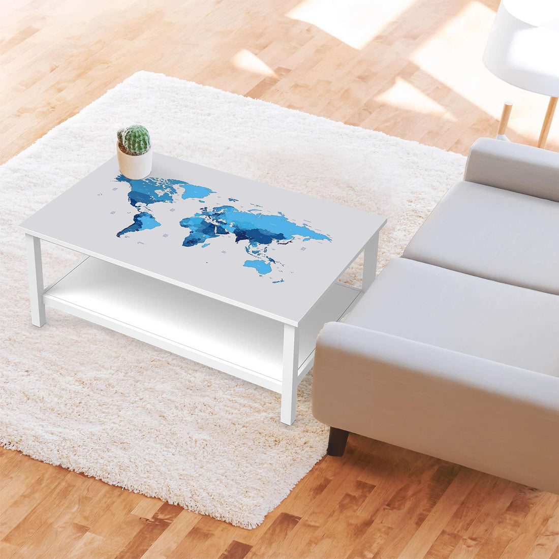 Möbelfolie Politische Weltkarte - IKEA Hemnes Couchtisch 118x75 cm - Wohnzimmer